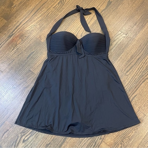 Swimsuits For All Black Twist Front Swim Dress Women's Plus Size 16 One Piece - Picture 8 of 8